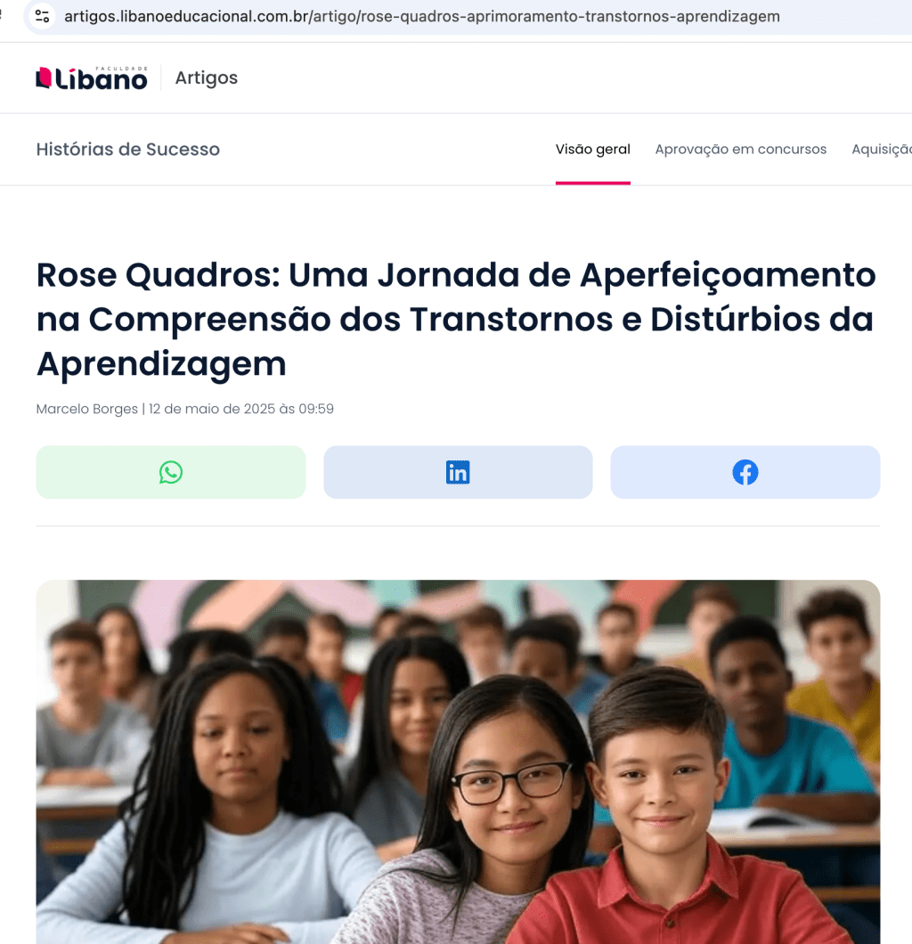 Rose Quadros: Uma Jornada de Aperfeiçoamento na Compreensão dos Transtornos e Distúrbios da Aprendizagem